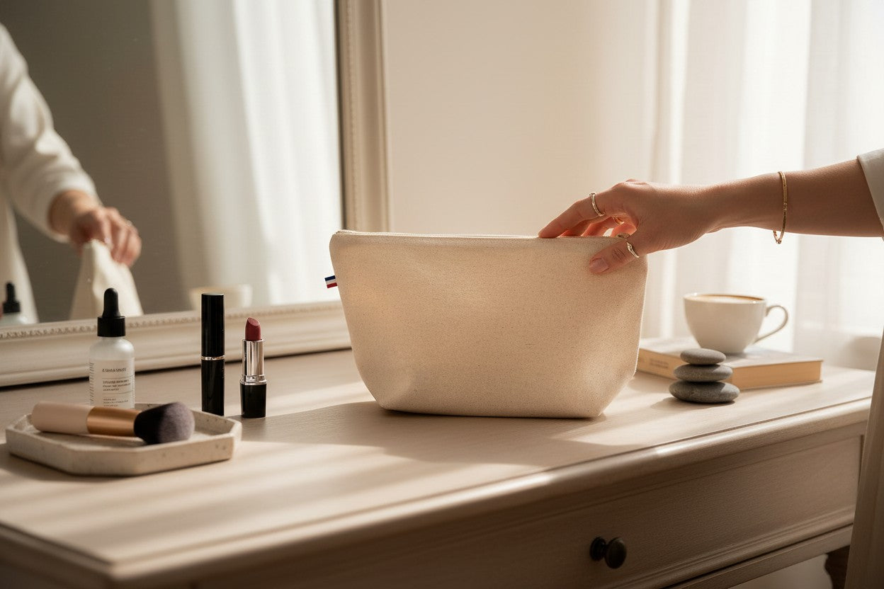 Trousse Écru avec soufflet à personnaliser