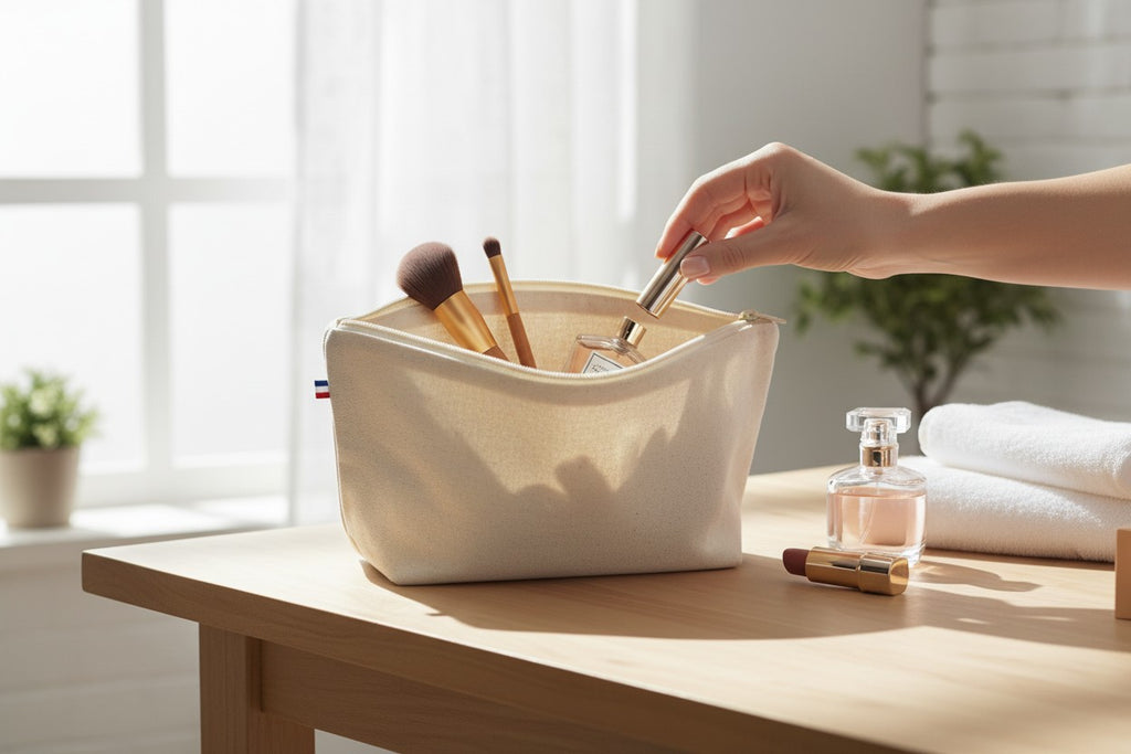 Trousse Écru avec soufflet à personnaliser