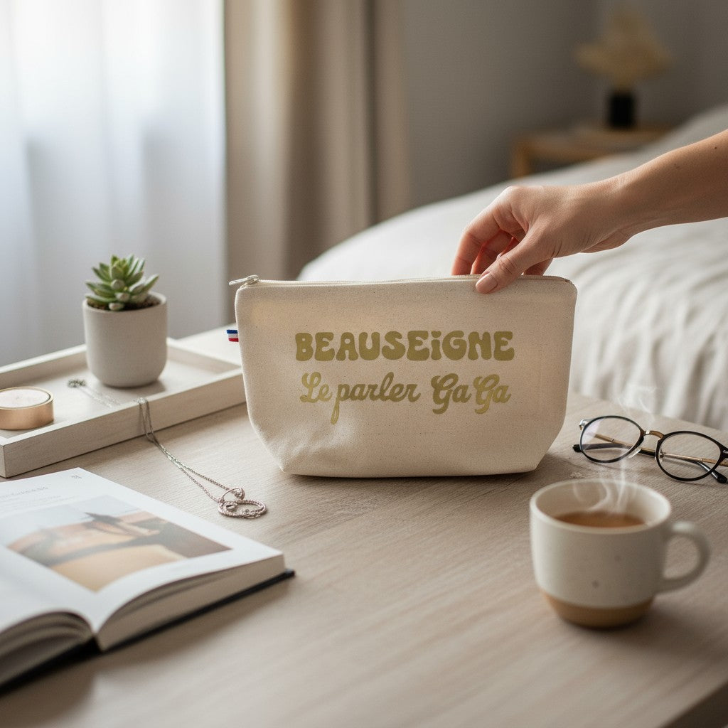 Trousse Écru avec soufflet – Parler Gaga